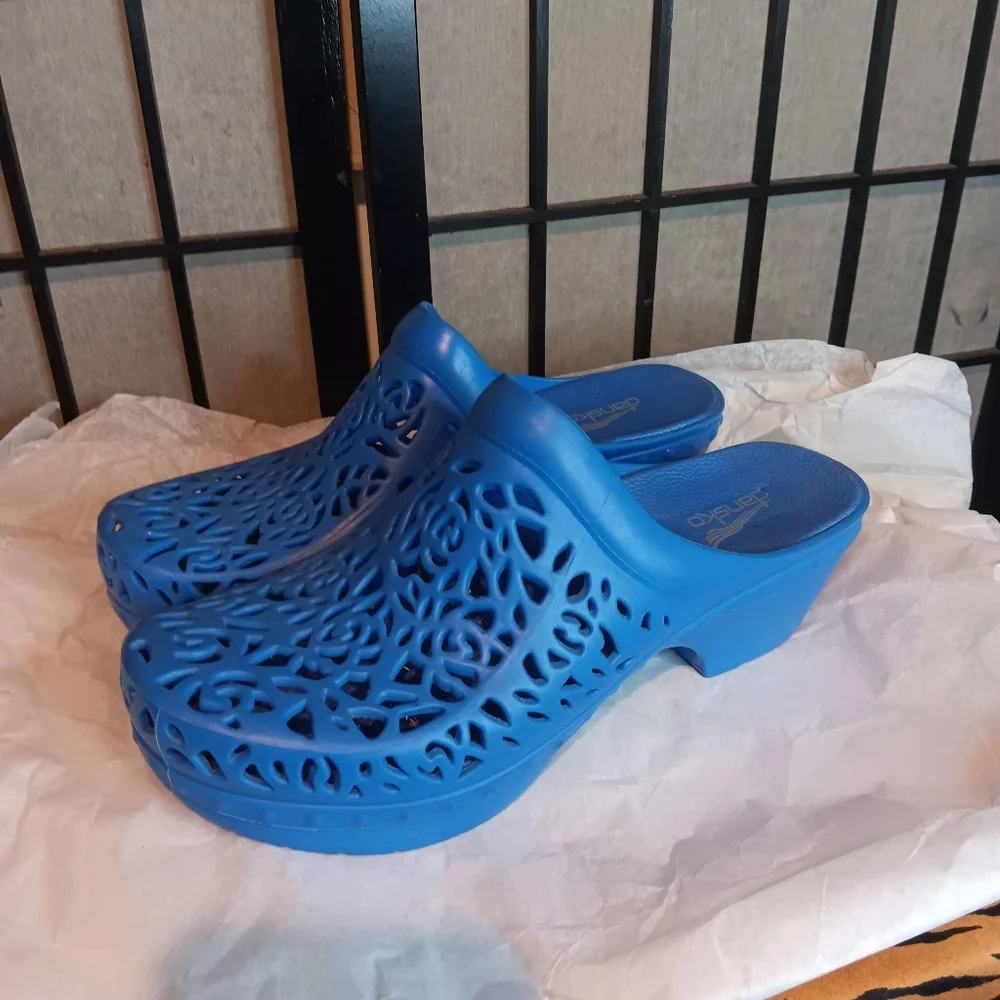 Dansko Blue Women's Mules with Cutout Design - Picture 3 of 9